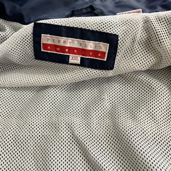 Vintage 90s Perry Ellis Mens XXL Red White Blue Windbreaker  Full Zip Jacket - Picture 16 of 16